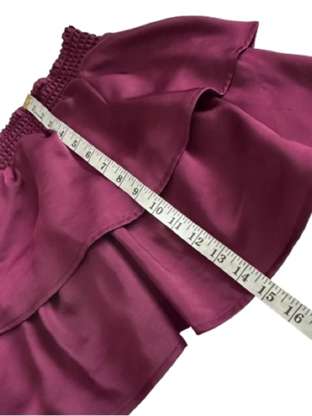 wonder nation Girl's M(6-7) Plum Burgundy Tiered Satin Skater Ruffled Skirt